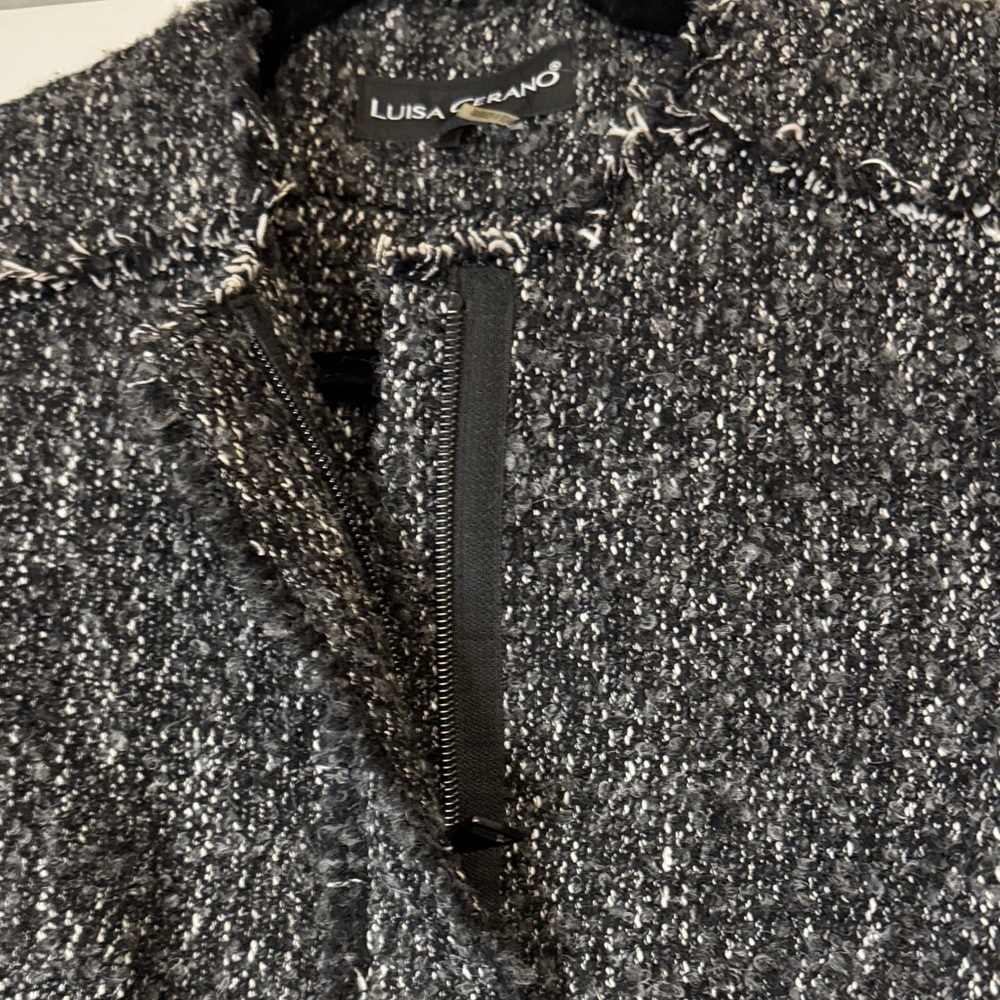 Luisa Cerano Black/Gray Tweed Textured Jacket size 8 - Picture 3 of 7